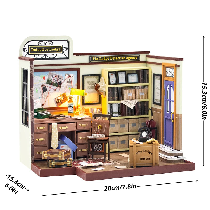 Wooden Dollhouse, Garden Model, 3D Puzzle, Assemble Building Kits, Toys, Bedroom Decor with LED Lights, Dollhouse Gift, DIY