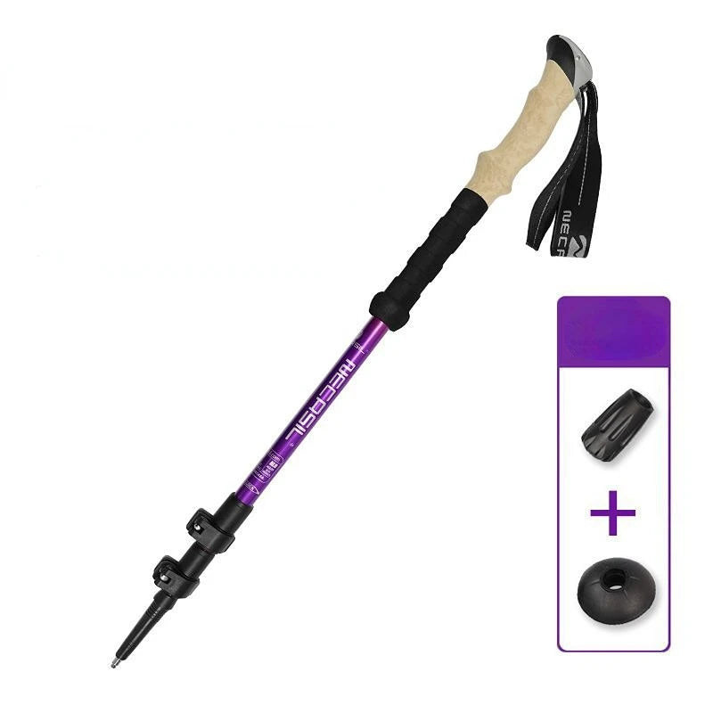 1 pièces en aluminium randonnée en plein air Anti choc bâtons de marche télescopique Trekking bâtons d'escalade ultralégers cannes de marche 135CM