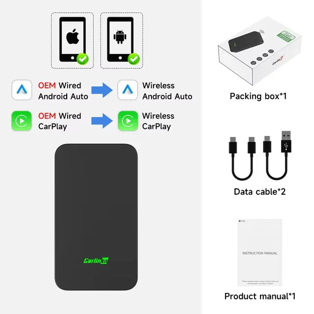 Carlinkit 5 2air Mini Ultra Wireless CarPlay Android Auto Wireless Box 2-in-1 Adapter 2 Channels Work Waze Spotify 5.8Ghz WiFi GPS