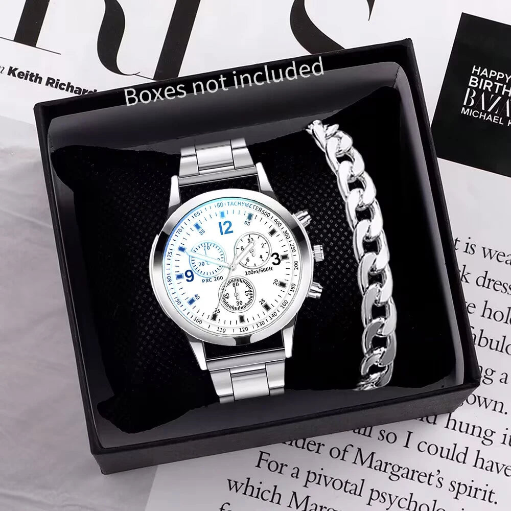 Reloj de cuarzo para hombre, de negocios, con correa de acero inoxidable