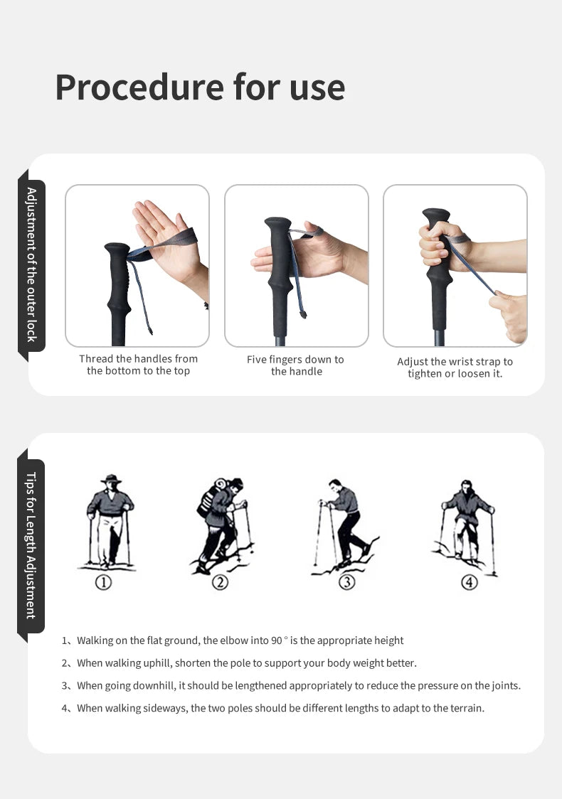 Naturehike – bâtons d'escalade ultralégers, pliables, pour l'extérieur, en Fiber de carbone, à verrouillage rapide