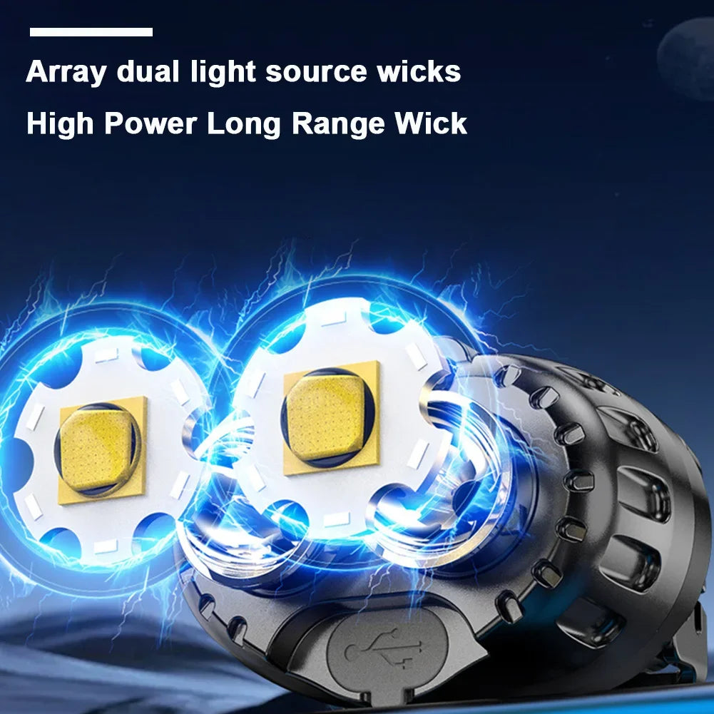 Lampe frontale LED puissante IPX4 étanche lampe de poche d'urgence 250LM XPE lampe frontale LED 500mAh pour la pêche en plein air Camping randonnée
