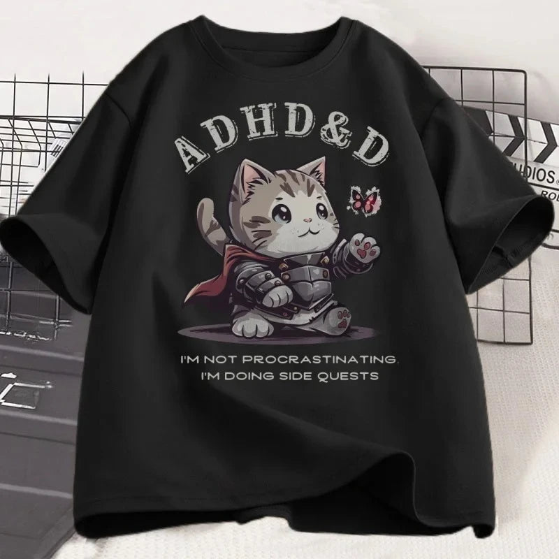 T-shirt humoristique graphique — manches courtes, été, ample, hauts, Y2K