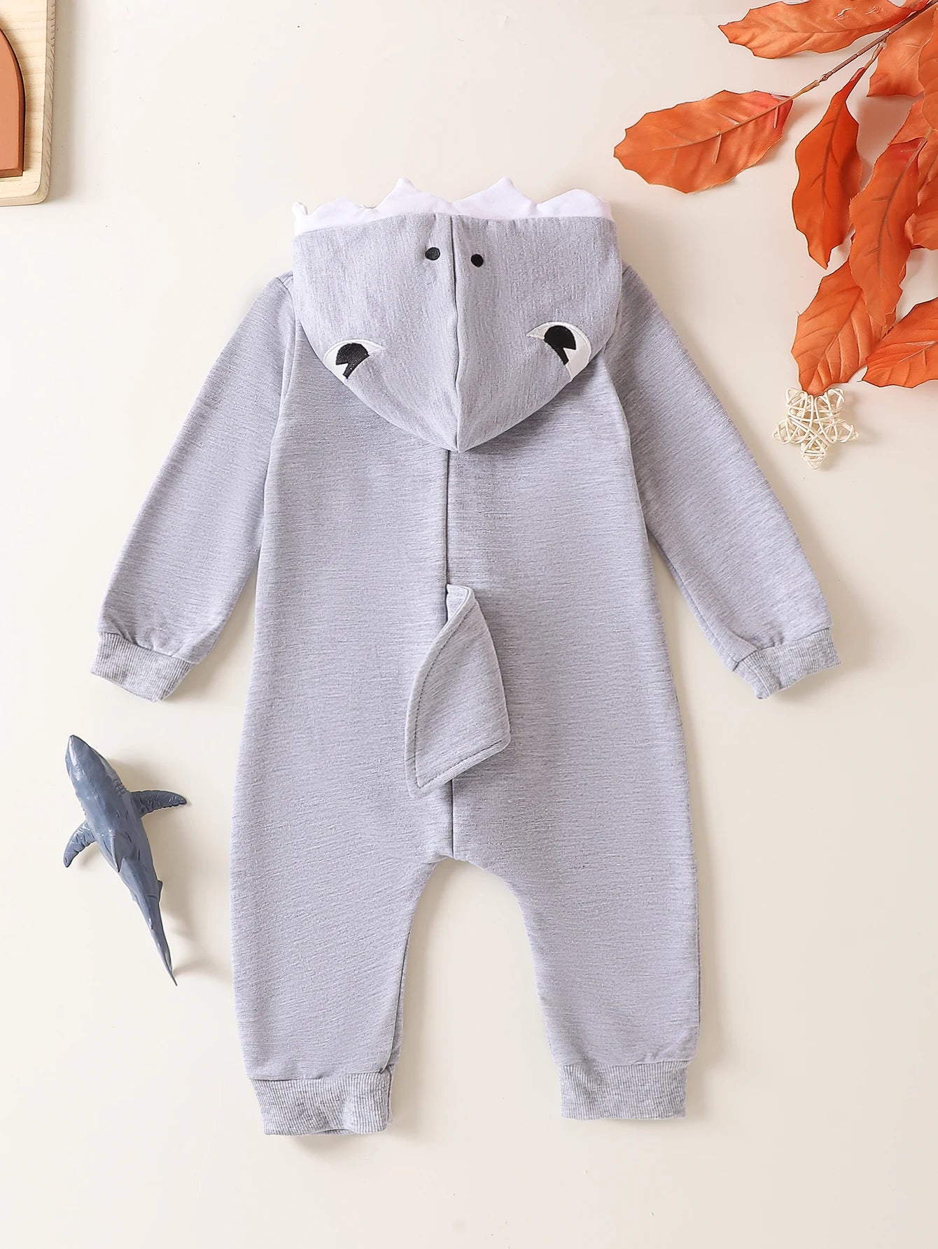 Newborn Long Sleeve Hooded Romper, Shark Onesie, Baby Dipped Clothes, Boys and Girls One-Piece, Autumn