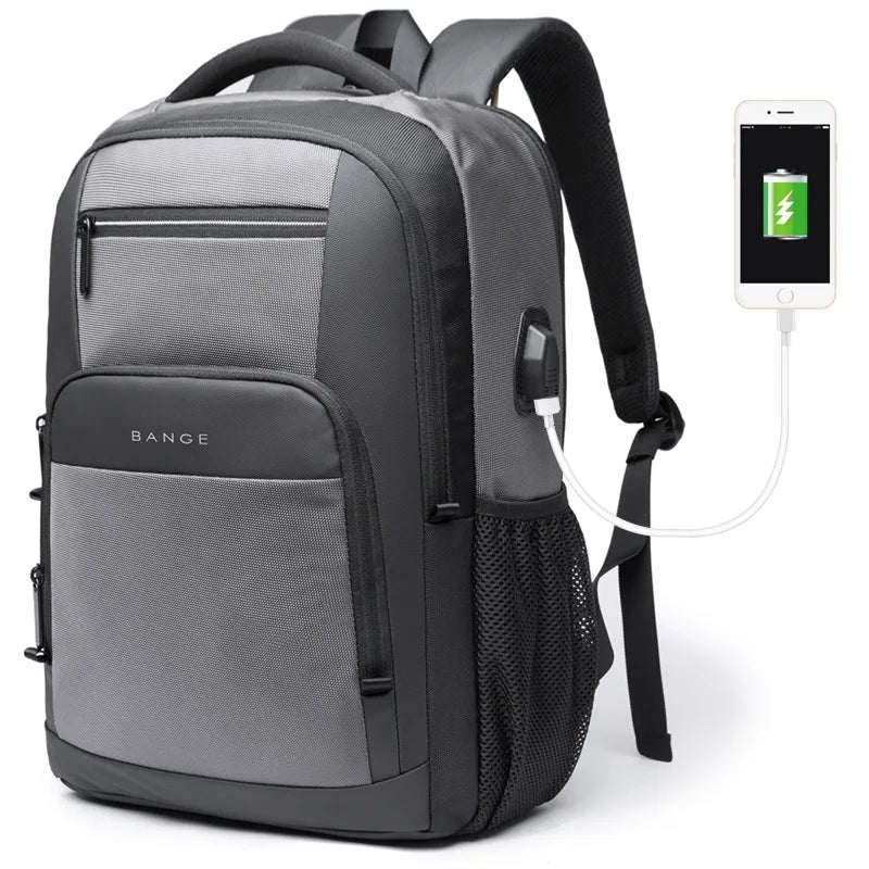 BANGE léger 15.6 pouces sac à dos pour ordinateur portable étanche USB Port de Charge multifonctionnel voyage randonnée sac d'école Mochila pour hommes