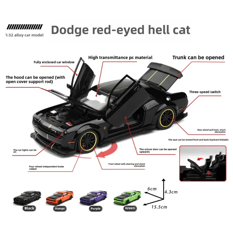 Modèle de muscle car américain 1:32 avec son et lumière — rétrofriction, collection miniature, cadeau garçon