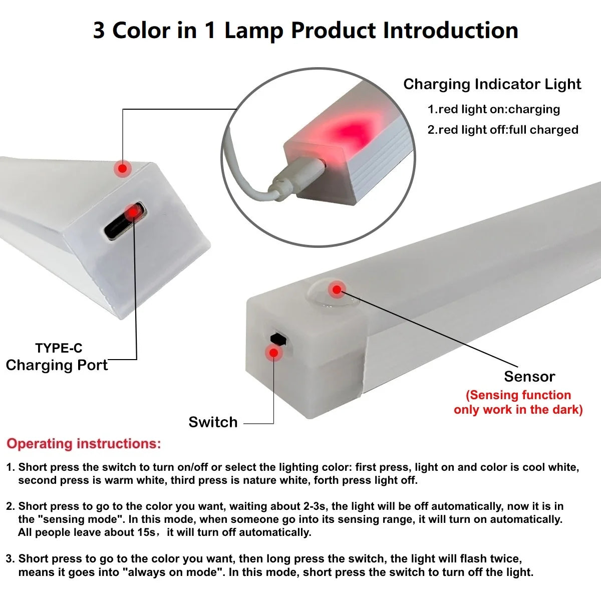 Lampe LED sans fil avec capteur de mouvement, Rechargeable par USB, veilleuse à Induction, Portable, sans fil, magnétique, pour armoire, cuisine