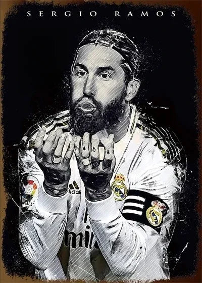 Affiche Métal Aluminium Étoile Football — Décoration Murale Bar, Club & Salon