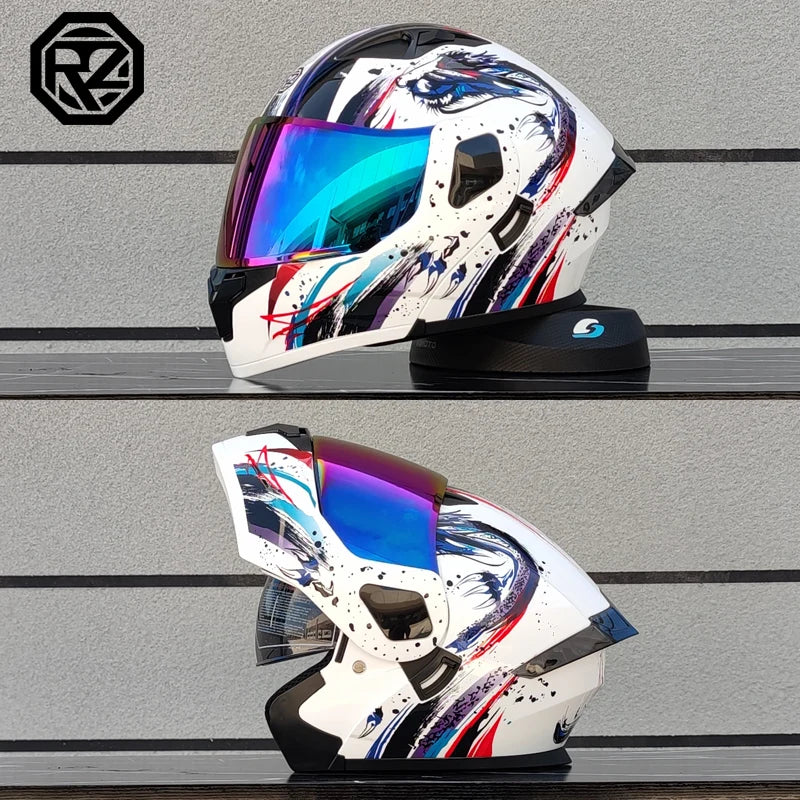 Casque moto intégral double lentille modulaire rabattable — homme, femme, mode, Motocross