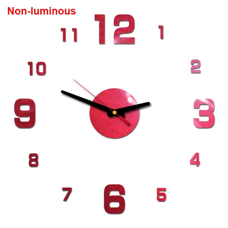 Wall clock DIY Luminous Wall Clock Quartz Watch Acrylic Mirror Stickers Wall Clock Wall Decoration Hot Home Decoration