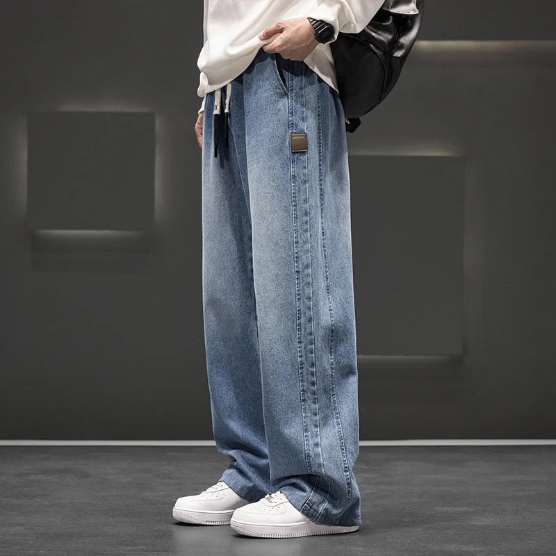 Jean de lavage à jambes larges pour homme, pantalon neutre, couleur unie, ample, décontracté, droit, mode extérieure, grande taille 8xl, nouvelle collection automne