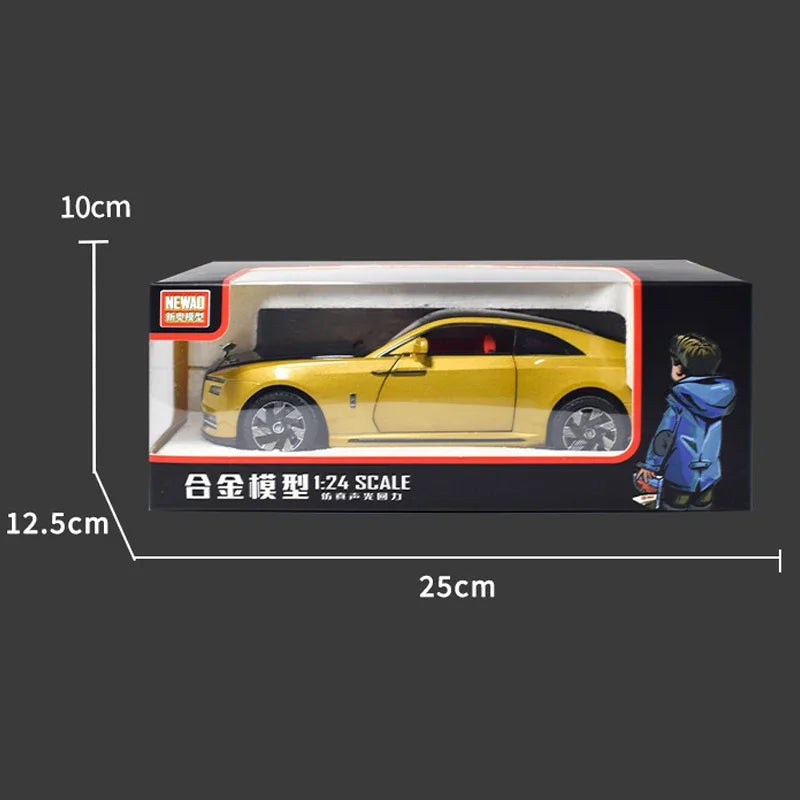 Rolls Royce Spectre Alloy Car Model for Boys, Simulation, Sound, Light, Collectible Metal Toys, Vehicles, Tire, Child, 1/24 Scale