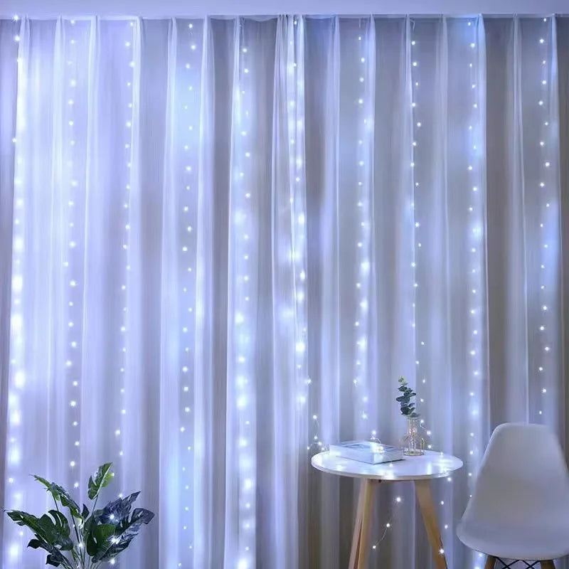 USB Curtain String Lights, 8 Modes Fairy Lights, Christmas Tree Garland Lights, Party Wedding Christmas Home Bedroom Decoration