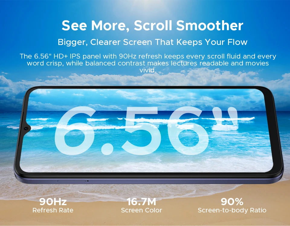 DOOGEE Note56 Plus Smartphone Android 16 — 48+256 Go, 6150 mAh, 6,56" 90Hz, 50 MP, NFC