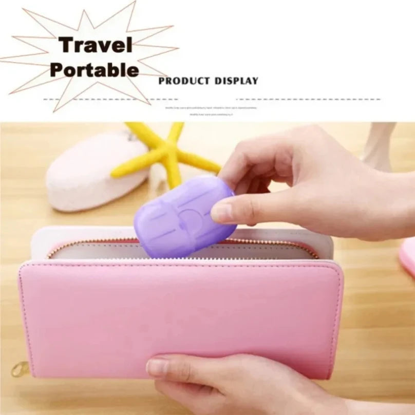 Papier savon Portable jetable voyage Camping Mini savons de nettoyage pour laver le nettoyage des mains pour la randonnée en plein air fournitures de plein air