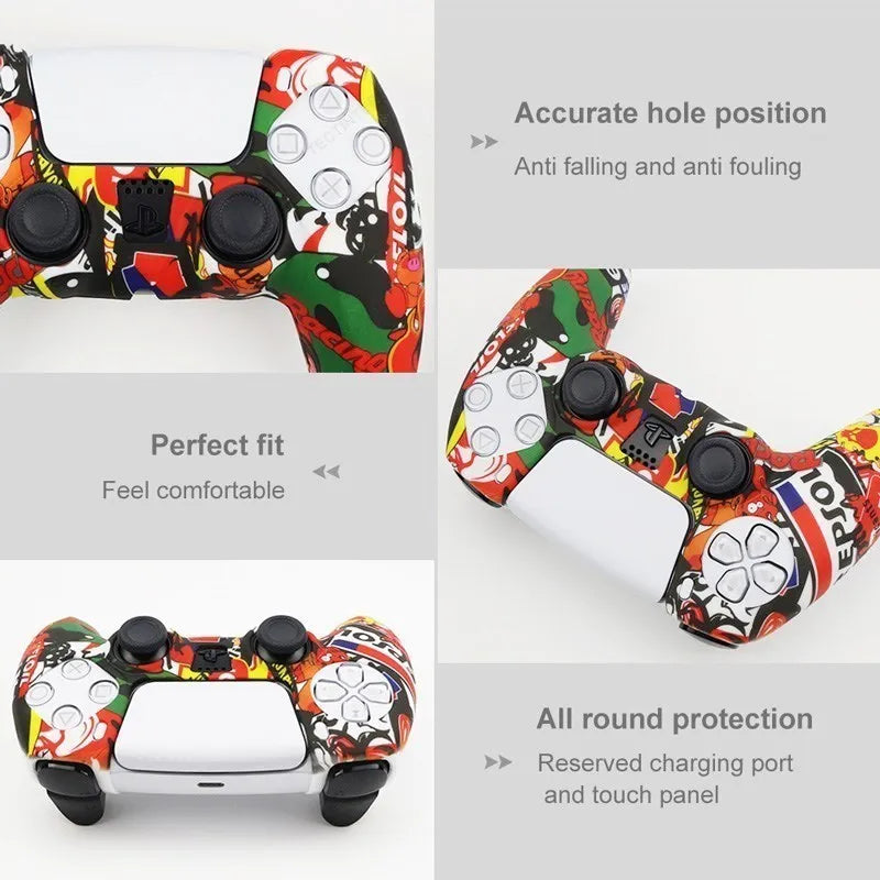 Funda de silicona protectora para mando de PS5, antideslizante, protectora, para gamepad de PlayStation 5, accesorios con agarres