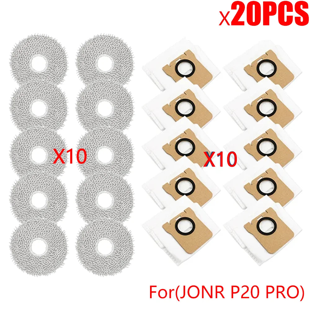 Accessoires pour aspirateur robot P20 PRO — brosse latérale, vadrouille, sac à poussière, microfibre