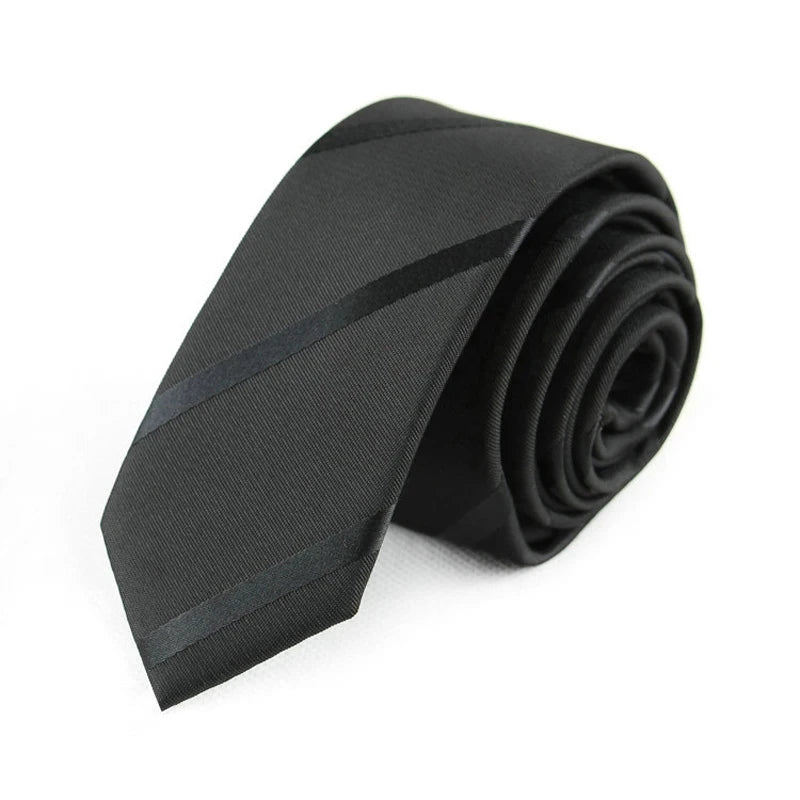Cravate slim 5cm pour hommes — polyester, rayé, points, solide, Jacquard, affaires, fête