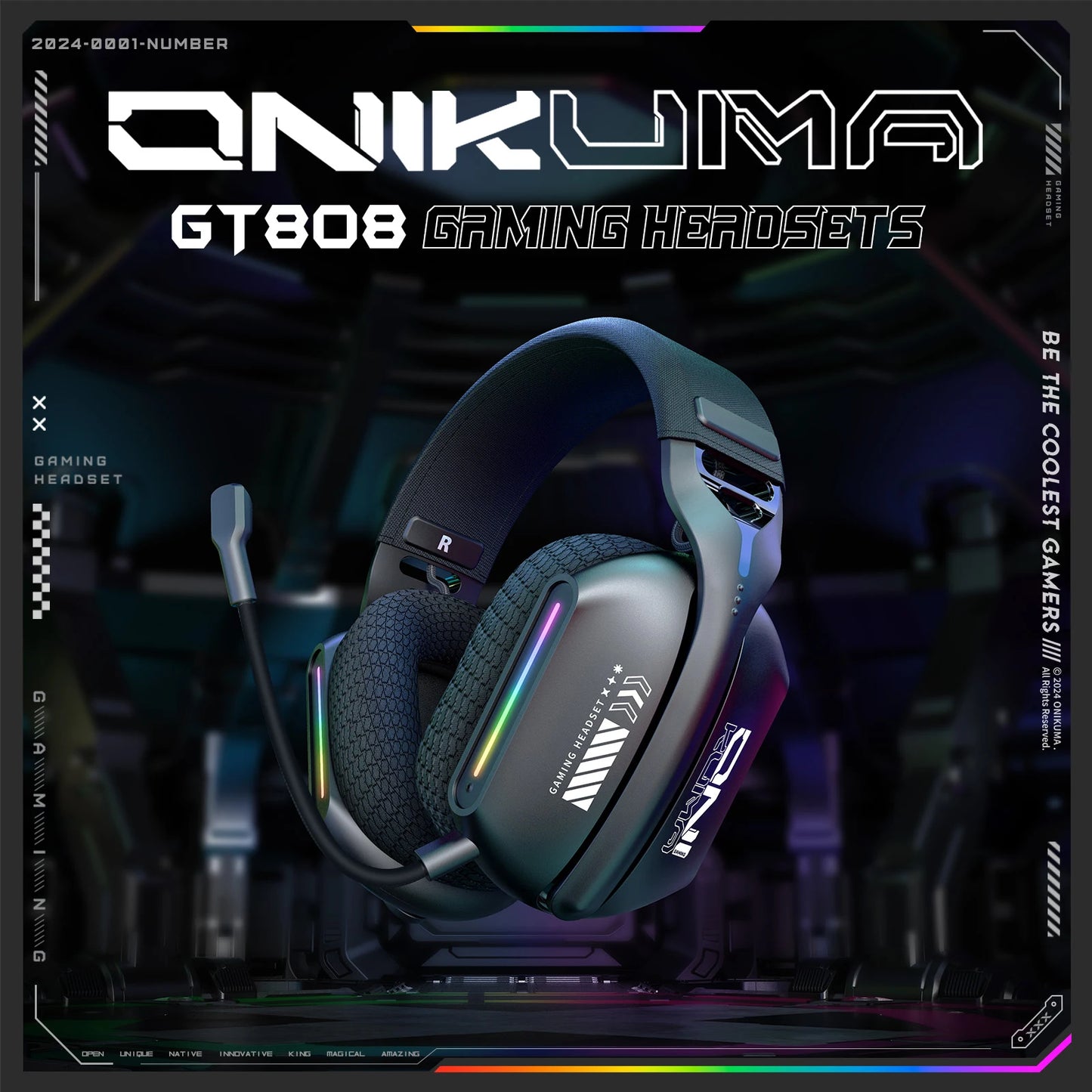 Casque gaming sans fil 3 modes — micro, éclairage RGB, Bluetooth 5.3, 2.4G, AUX 3.5mm, e-sports