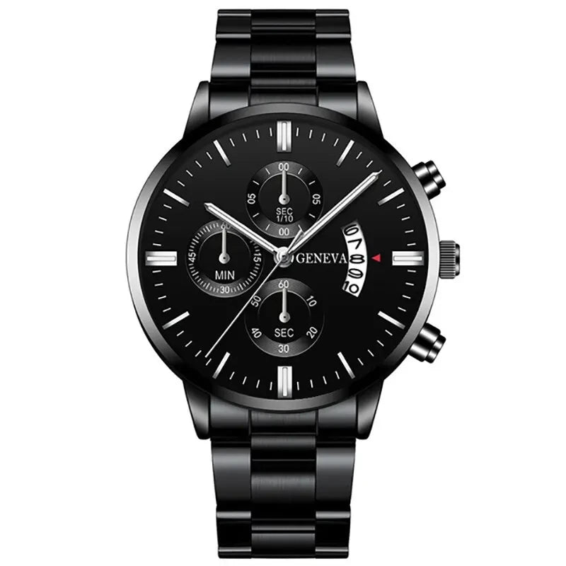 Men's Fashion Stainless Steel Watch Luxury Calendar Quartz Wristwatch Men's Business Watches for Men Clock Men's Watch
