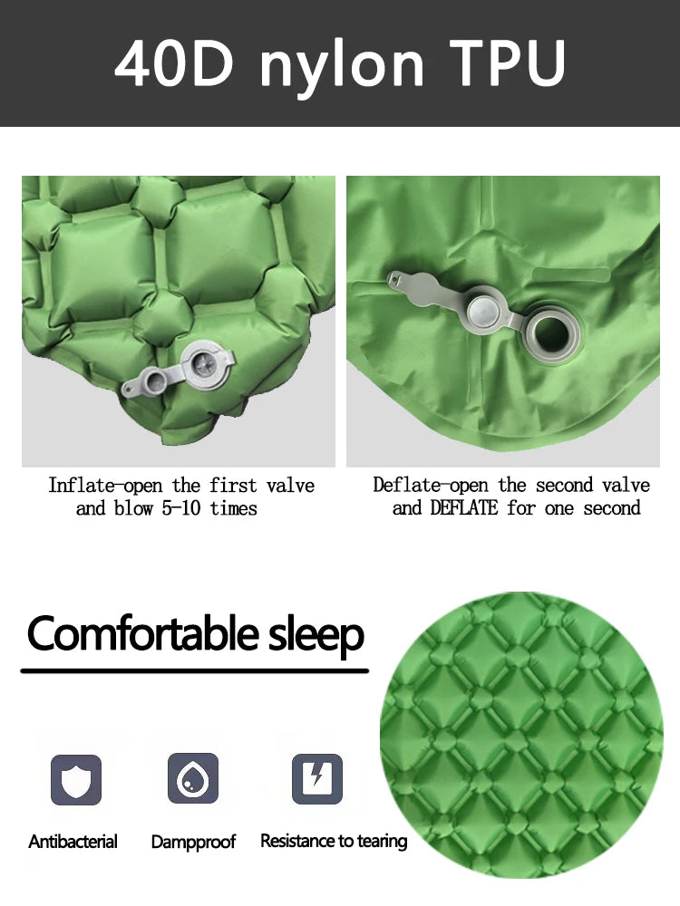Tapis de couchage pliant pour Camping en plein Air, matelas gonflable de plage avec oreillers, tapis d'air ultraléger pour voyage et randonnée, nouveau