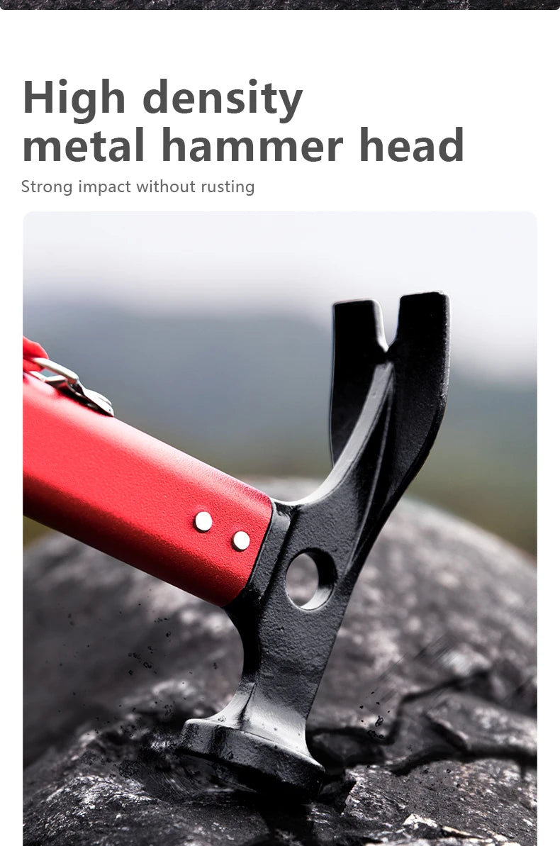 BISINNA-Marteau de camping multifonctionnel, piquets de tente d'extérieur, multi-outil avec poignée en alliage d'aluminium, fournitures de camping ultralégères