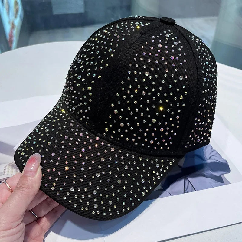 Gorra de béisbol de strass para hombres y mujeres, de algodón, diamantes, Snapback Hip Hop, visera exterior, sombreros para el sol
