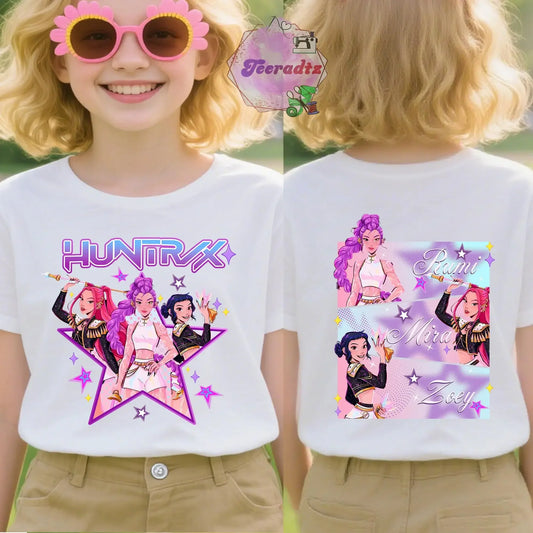 Kpop Devil Hunter 2 Slide T-shirt for Teens/Kids, Kpop Kids T-shirt, Saja Girl Fan Top Devil Hunter T-shirt