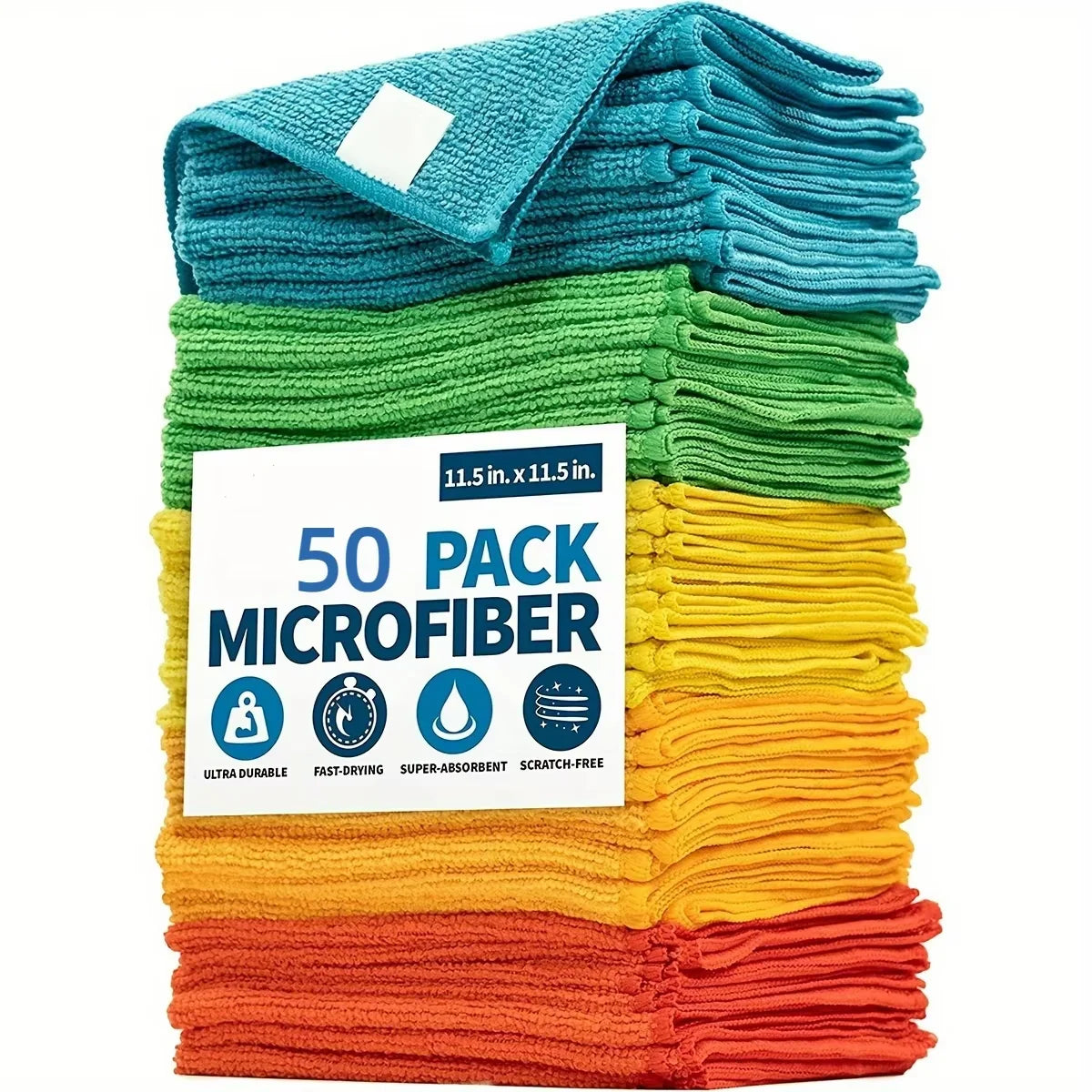 5/10/20/50pcs paño de limpieza de microfibra, paño de cocina, paño de limpieza para el hogar, toalla de limpieza de cocina, baño, toalla absorbente duradera