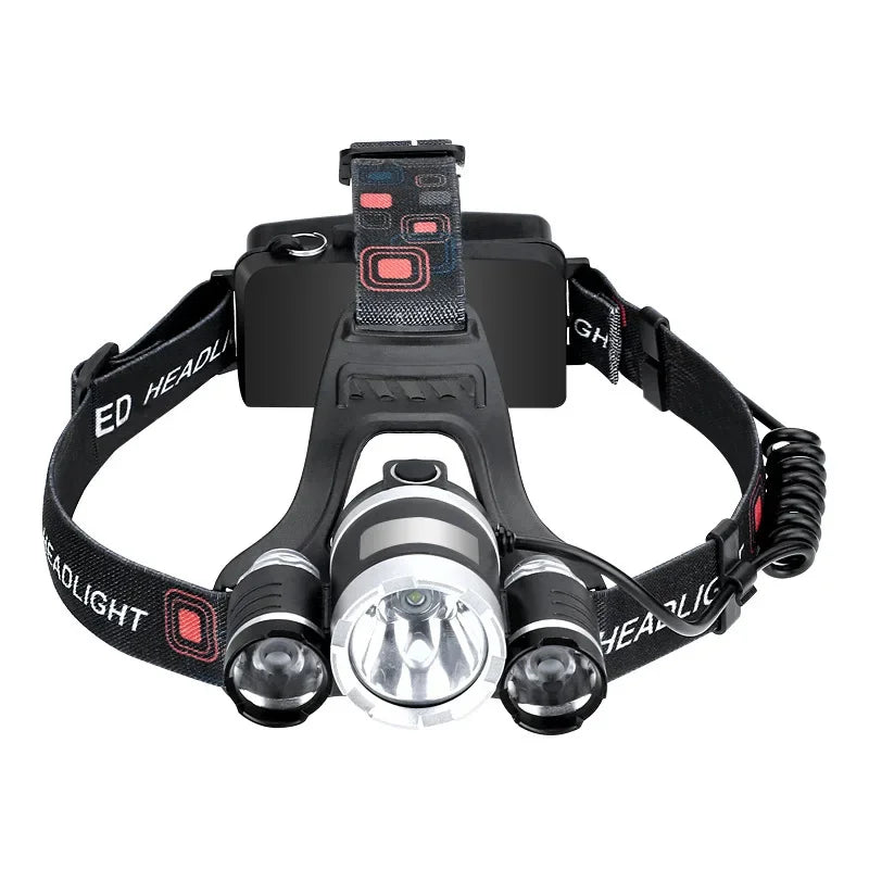 Lampe frontale rechargeable USB 2*18650, puissante lampe torche LED, lanterne étanche, lampe frontale portable pour la pêche et le camping