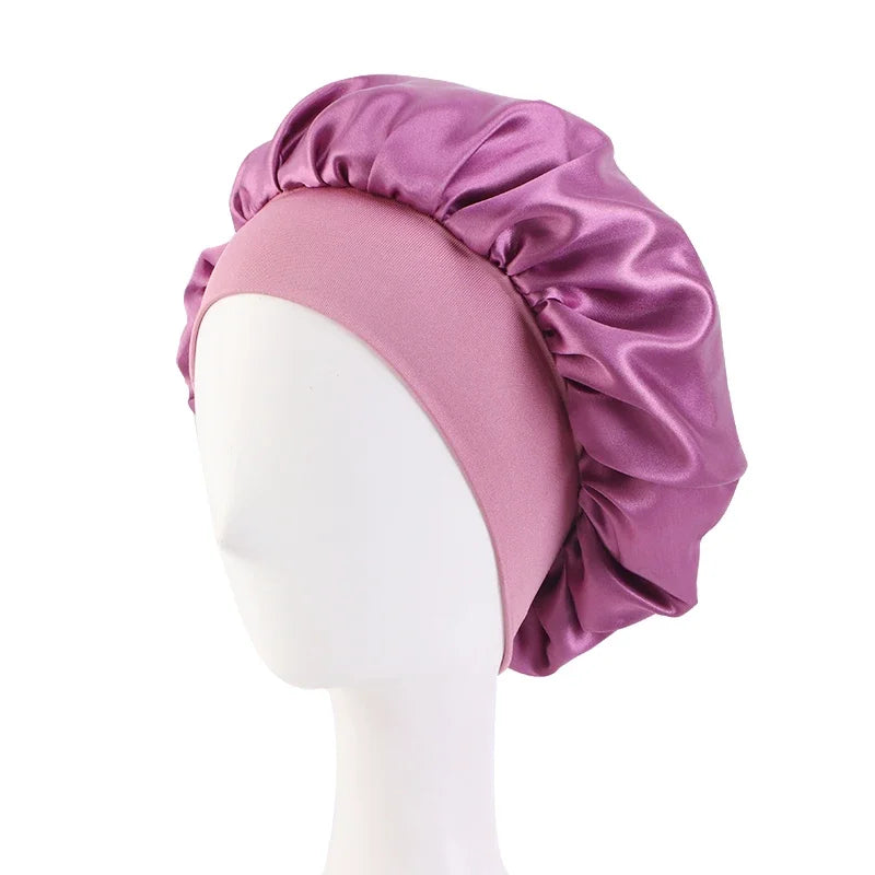 Bonnet de nuit en Satin à large bord, Bonnet soyeux, enveloppe de cheveux pour dormir, avec bande élastique souple, outil d'emballage des cheveux, nouvelle collection