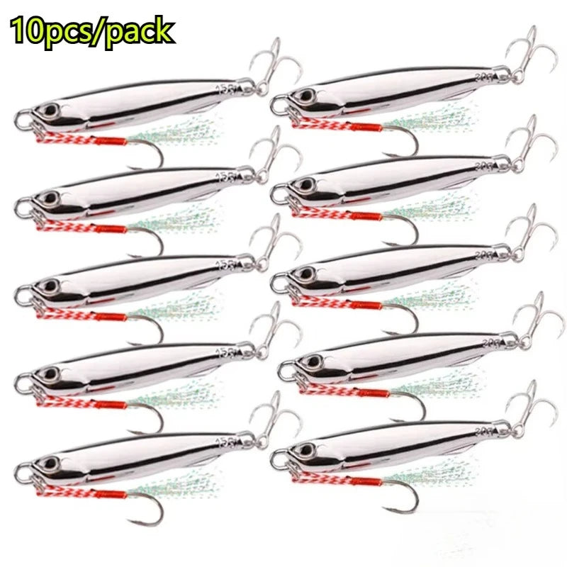 10 pièces/paquet pêche métal gabarit leurres 20g 30g 40g placage argenté métal gabarit leurre pêche appât pêche leurre eau salée bar attirail
