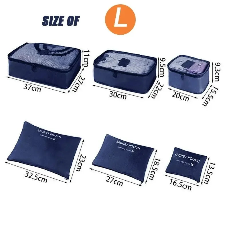 Organisateur de Voyage 6 Pièces — Valise Portable Vêtements, Chaussures & Maquillage
