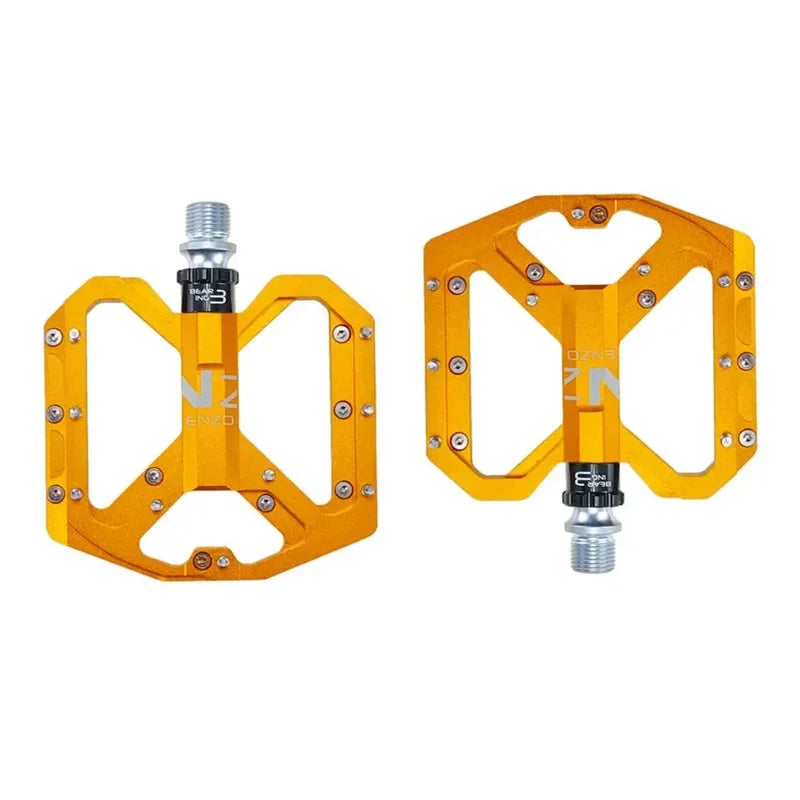 Pedales de ciclismo de montaña ENZO ultraligeras de plataforma, pedales de bicicleta de montaña CNC de aleación de aluminio sellados de 3 rodamientos antideslizantes, piezas de bicicleta