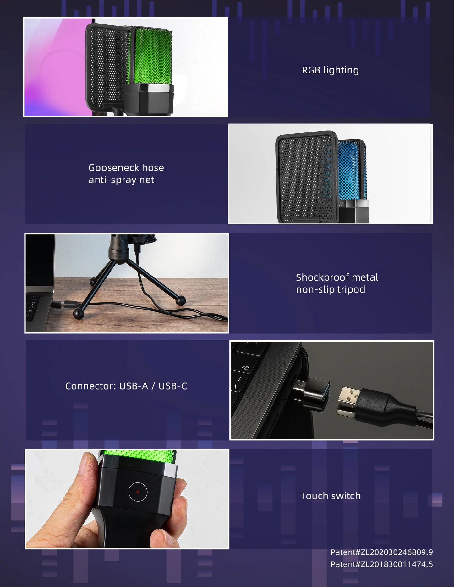 Microphone USB à condensateur pour gaming et podcast – Micro filaire pour PC, streaming et karaoké