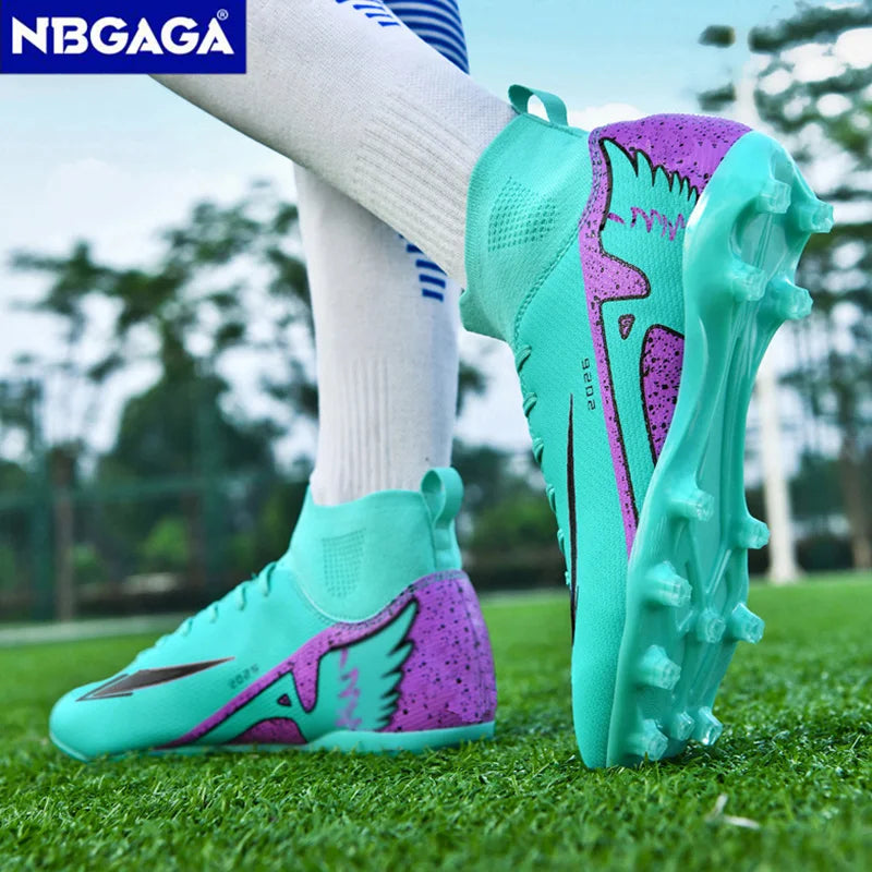 NBGAGA Chaussures de Football Unisexe Crampons Longs — Montantes, Légères, Terrain Extérieur EU 35–46