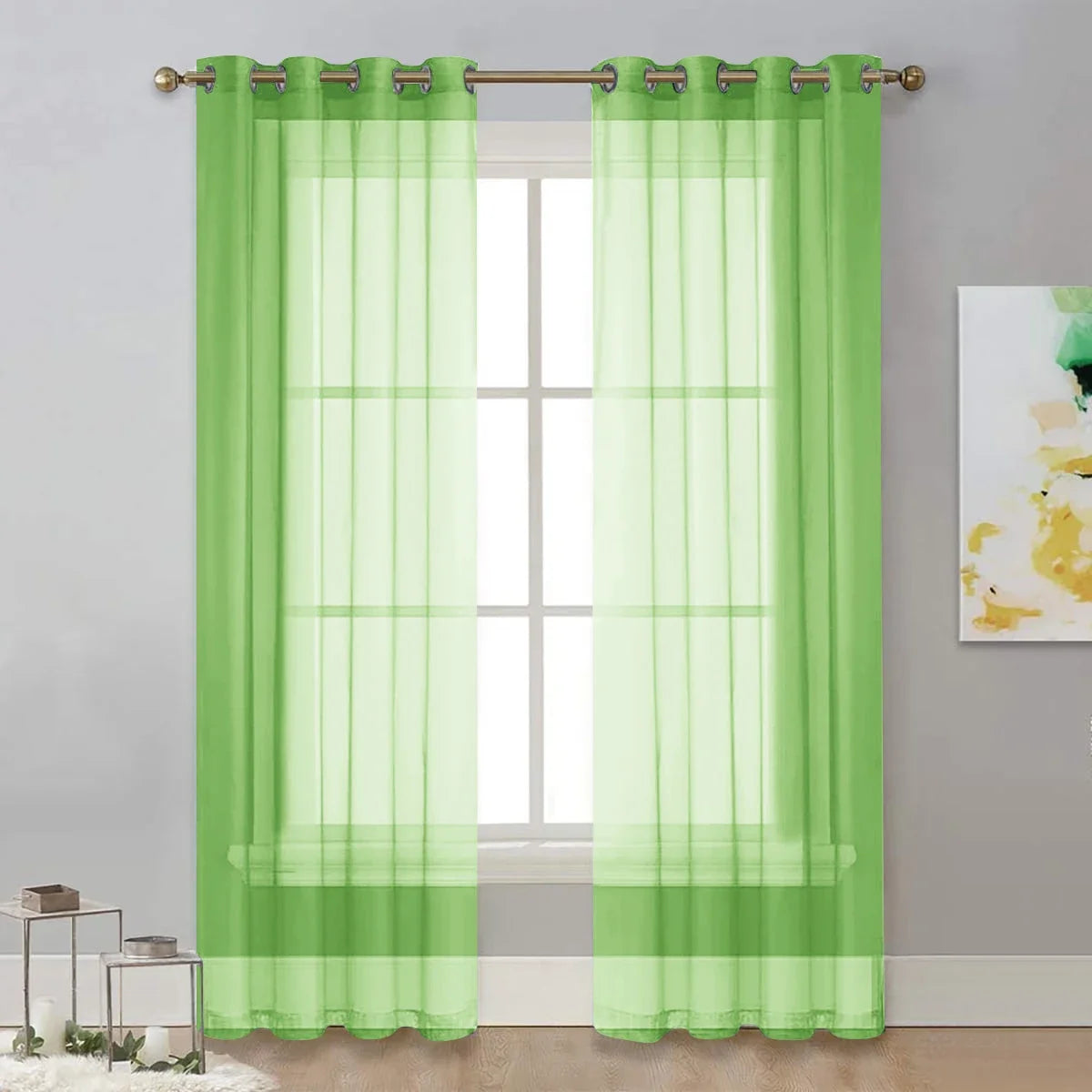 Rideau transparent moderne de couleur unie, rideaux de fenêtre pour salon, chambre à coucher, maison, haut à œillets pour écran de fenêtre français, 1 pièce