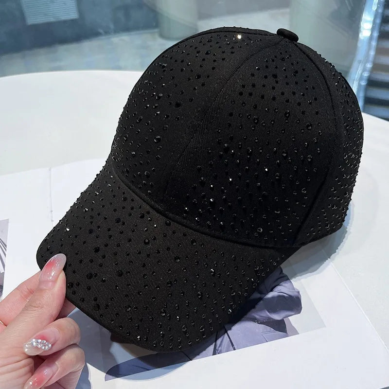 Casquette de Baseball en strass pour hommes et femmes, en coton, diamants, Snapback Hip Hop, visière extérieure, chapeaux de soleil