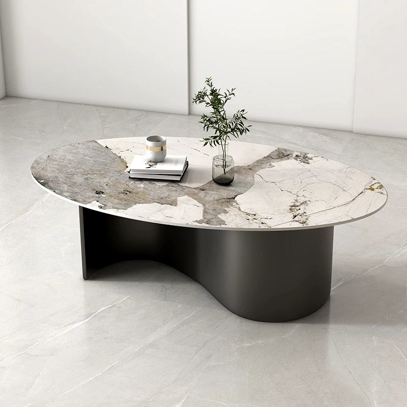 Table basse ovale rectangulaire — esthétique incurvée, glamour, rustique, meubles de salon