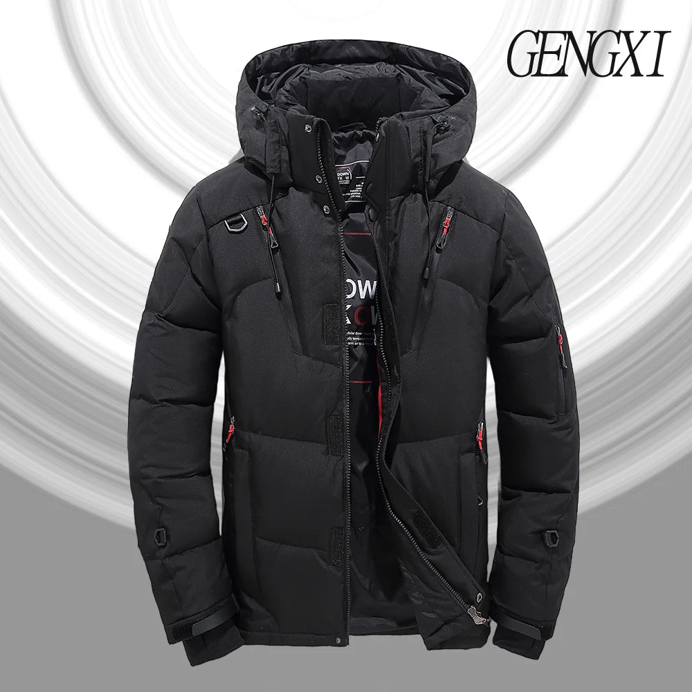 Chaquetón de plumón de hombre para exteriores, ligero, cálido, con cuello desmontable, novedad de invierno, informal, a la moda, con múltiples bolsillos, para trabajo