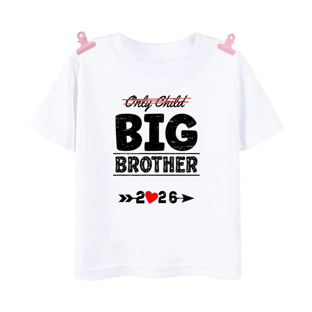 T-shirt imprimé pour enfants, tenue d'été pour enfants, chemises à manches courtes, vêtements d'annonce pour bébé, promu à Big Brother, Big Sister, 2026
