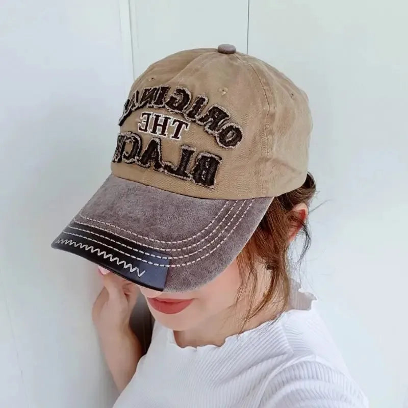 Casquette de Baseball Vintage unisexe, chapeaux en coton délavé pour hommes et femmes, casquette décontractée avec lettres noires brodées, casquette de sport de plein air
