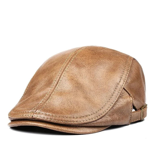 Béret en cuir véritable pour hommes, chapeaux fins pour hommes, casquette avant réglable, loisirs, bec de canard, golf, conducteur, 55-61 cm