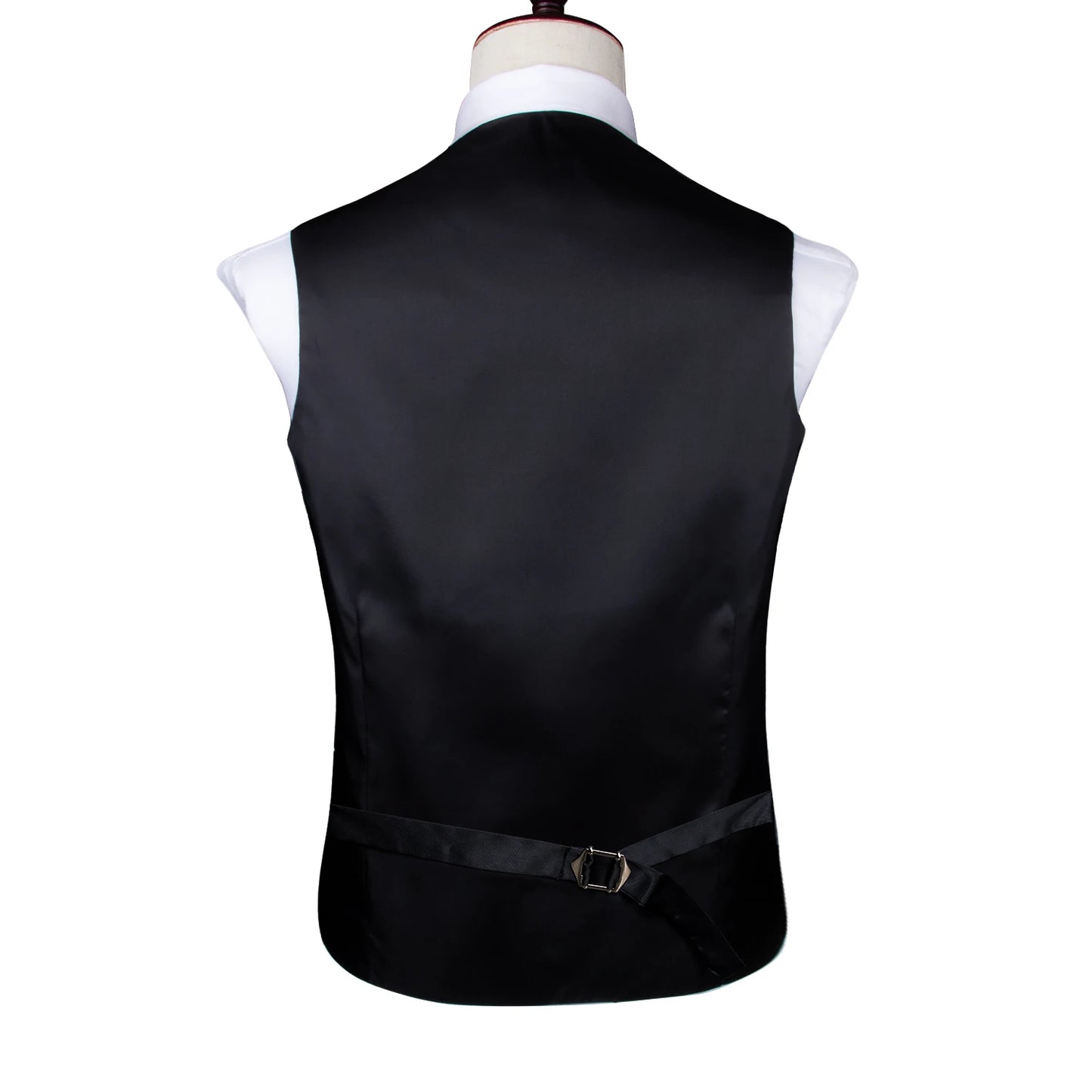 Gilet pour homme vert Paisley Floral slim — sans manches, formel, cravate, pochette assortie