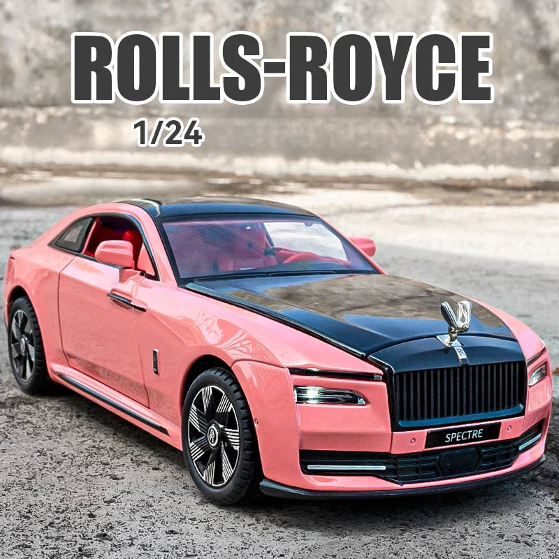 Rolls Royce Spectre Alloy Car Model for Boys, Simulation, Sound, Light, Collectible Metal Toys, Vehicles, Tire, Child, 1/24 Scale