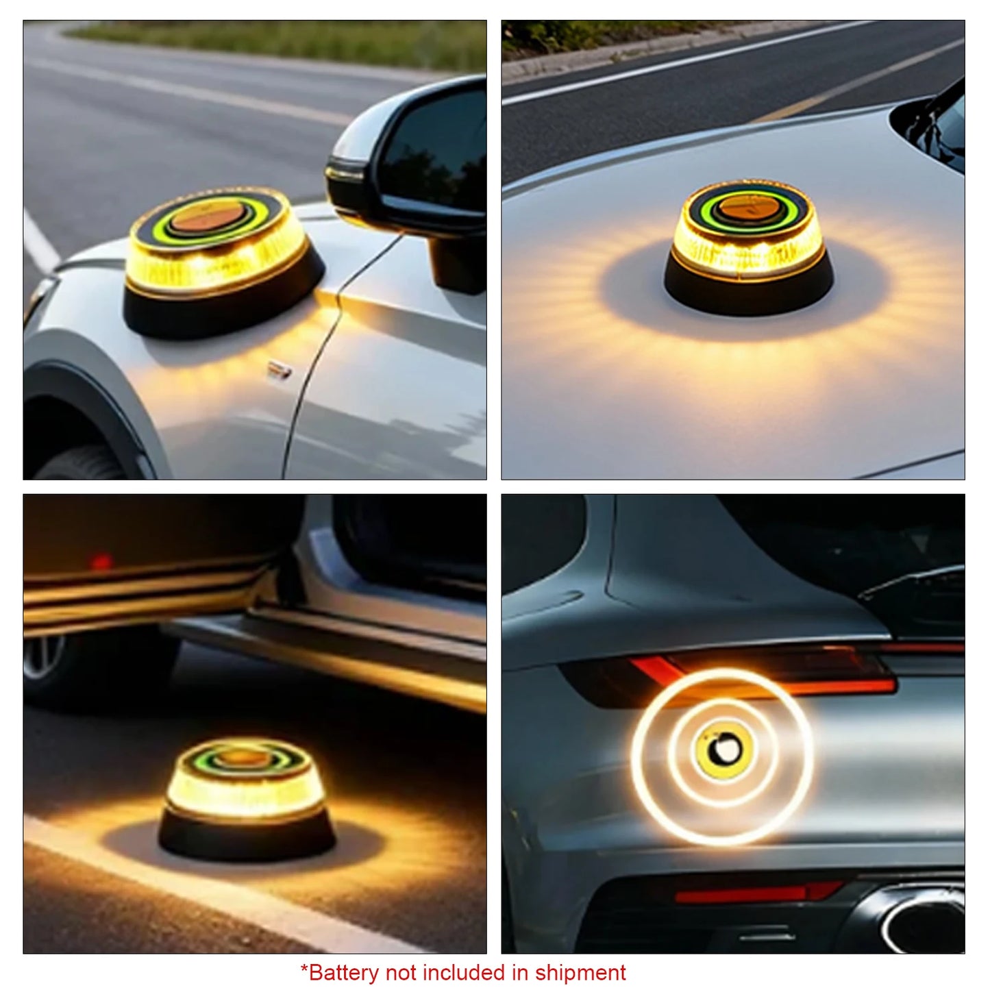 Balise d'urgence pour voiture, avec 2 Modes d'éclairage, batterie, stroboscope magnétique, voyant d'avertissement, éclairage durable, lampe de signalisation de sécurité