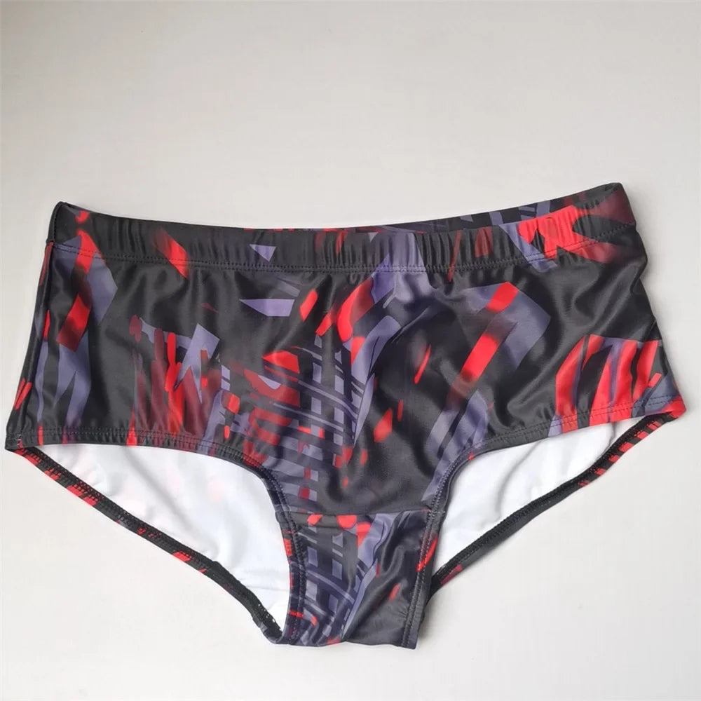 Hommes maillots de bain brésilien coupe traditionnelle maillots de bain bain Bikini Surf Boxer slips conseil Shorts troncs noir et rouge Sunga