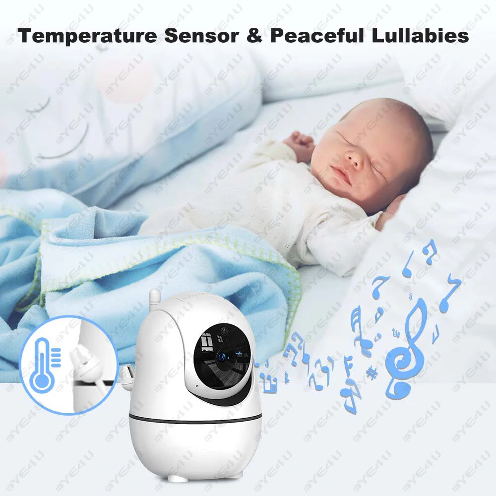 Moniteur vidéo pour bébé de 5 pouces, avec caméra, Zoom PTZ, Protection de sécurité, caméras de Surveillance, capteur de température, berceuse