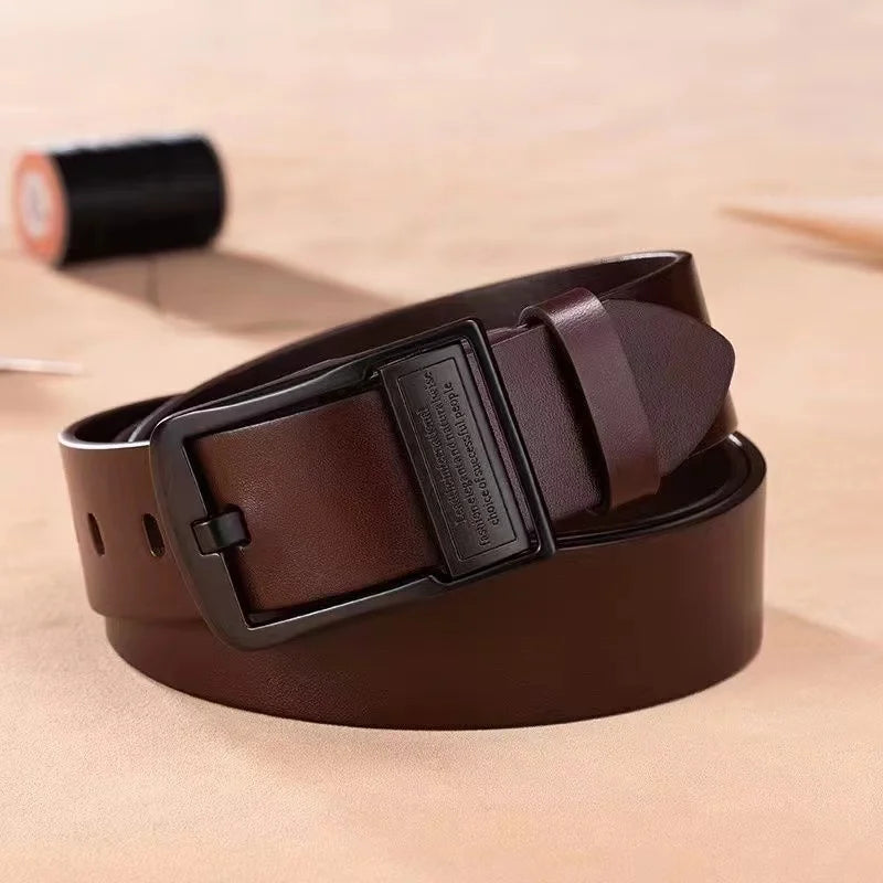 Ceinture Cuir de Vachette Homme — Broche Alliage Métallique Jeans Affaires