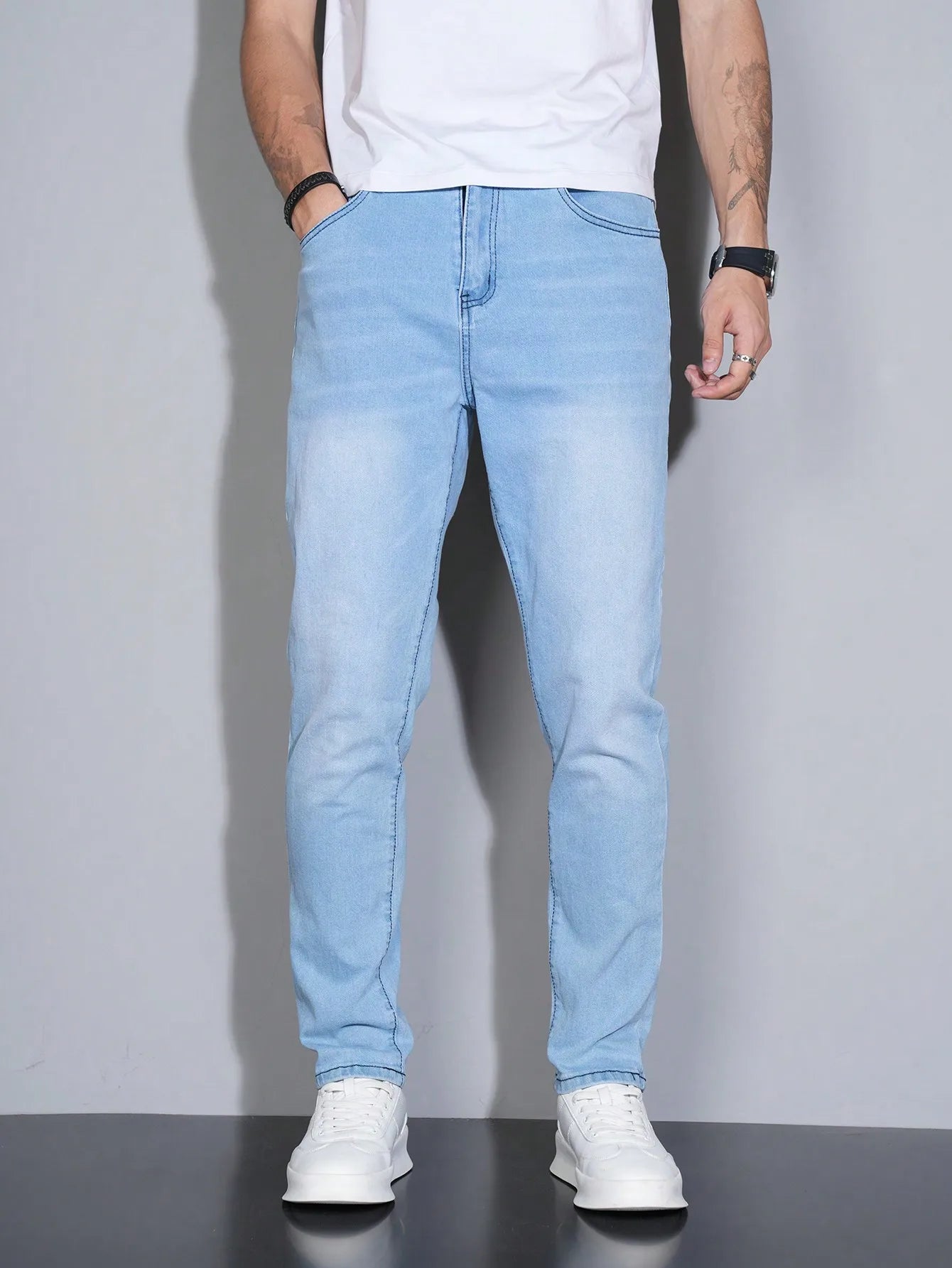 Manfinity Men Men's Skinny Casual Versatile Pocket Jeans